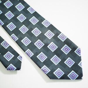 Stegg Boy's Black Purple Geometric Print Silk Tie‎